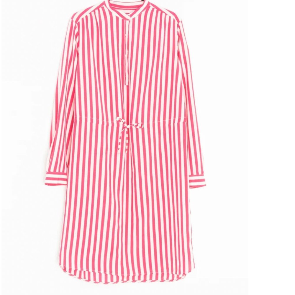 0039 Italy Pink/White Stripe Midi Dress Size XXS